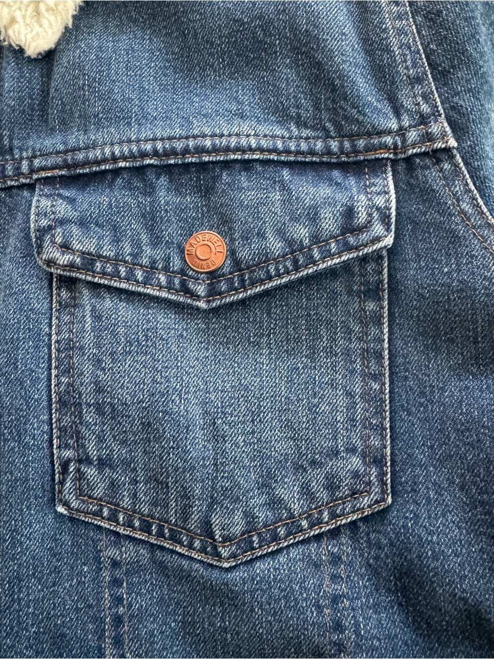 Madewell Denim Jacket with Cream Sherpa Collar - Picture 3 of 6
